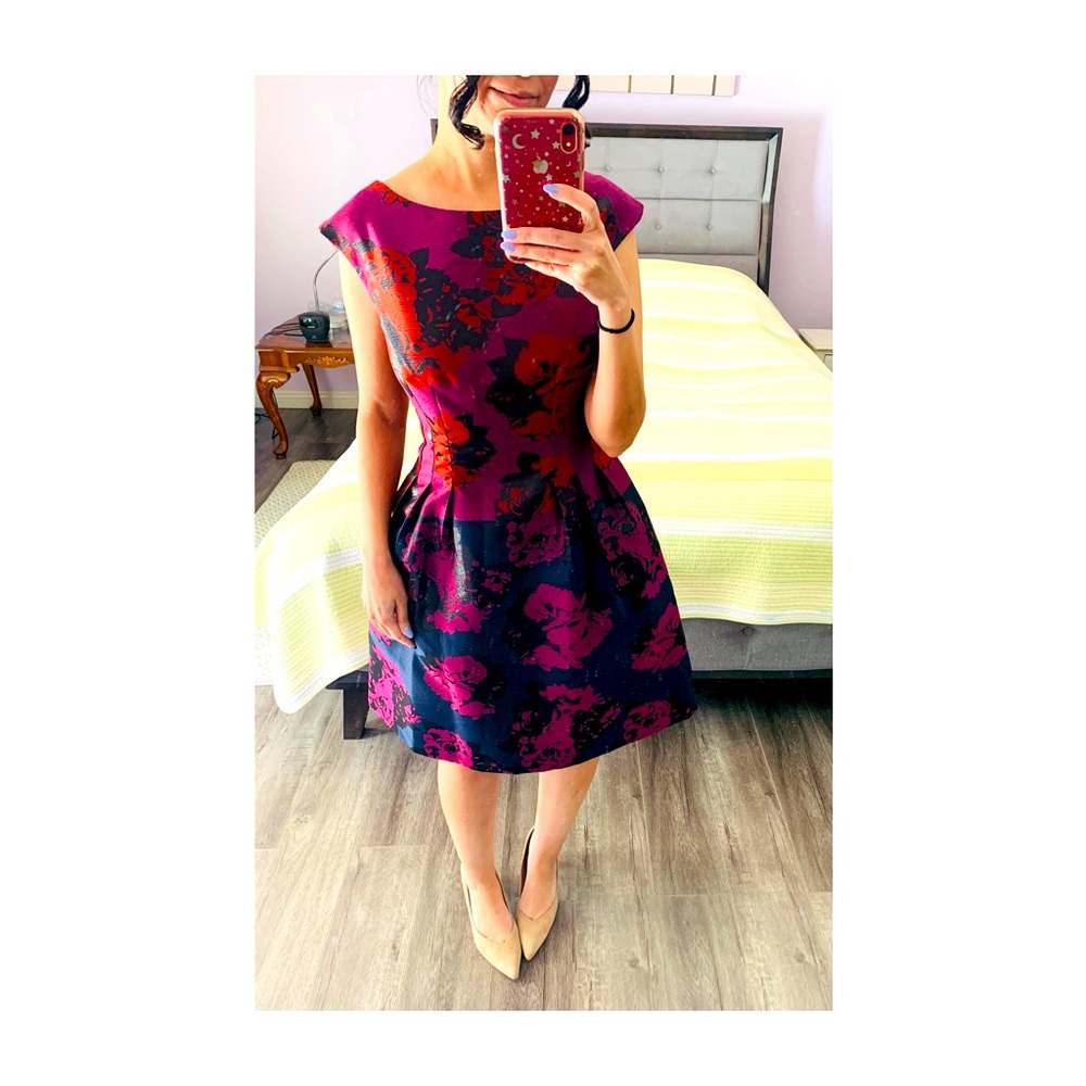 VINCE CAMUTO | Floral Jacquard Fit & Flare Dress